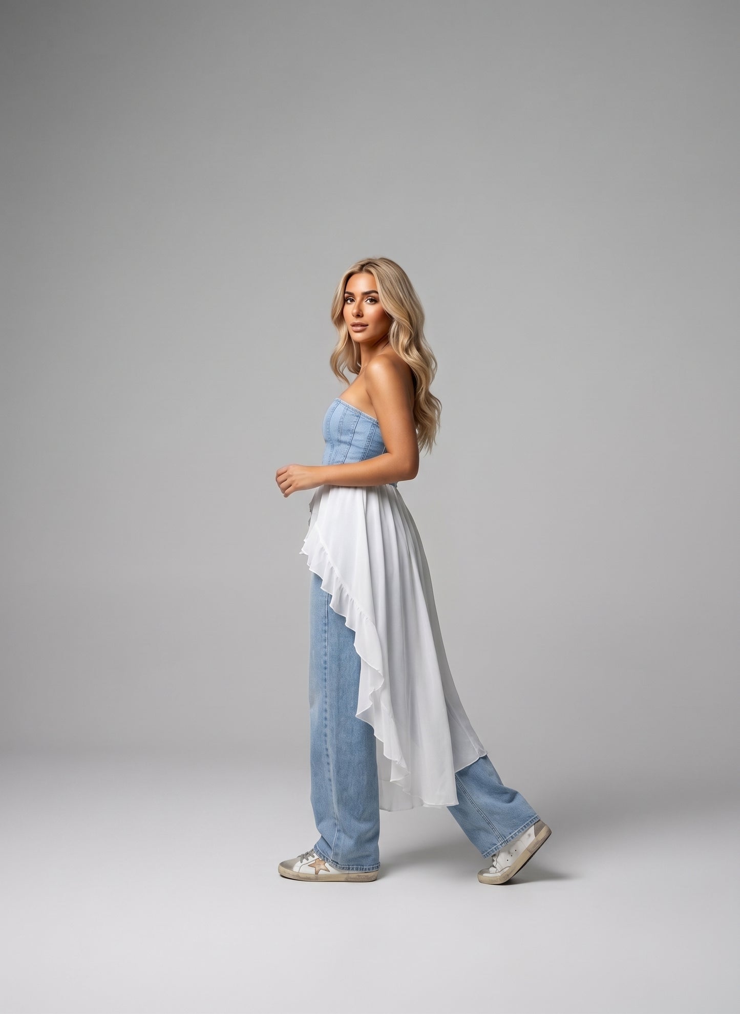 Blusa asimétrica con volantes