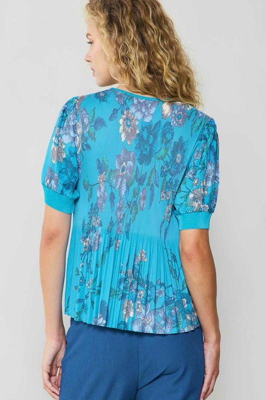 Blusa flores drapeada