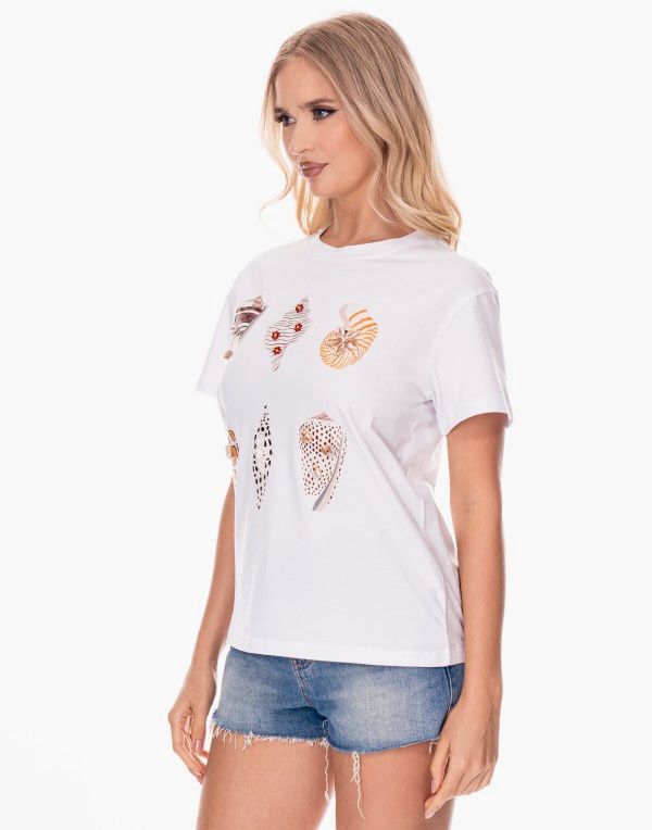 Camiseta caracoles con detalle de piedras