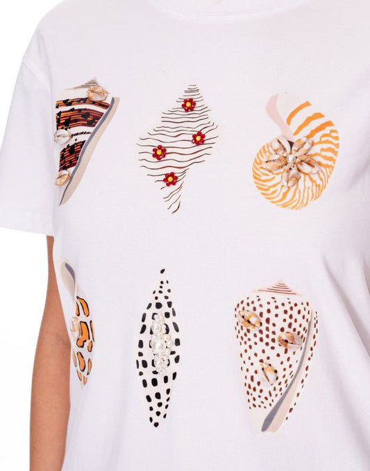 Camiseta caracoles con detalle de piedras