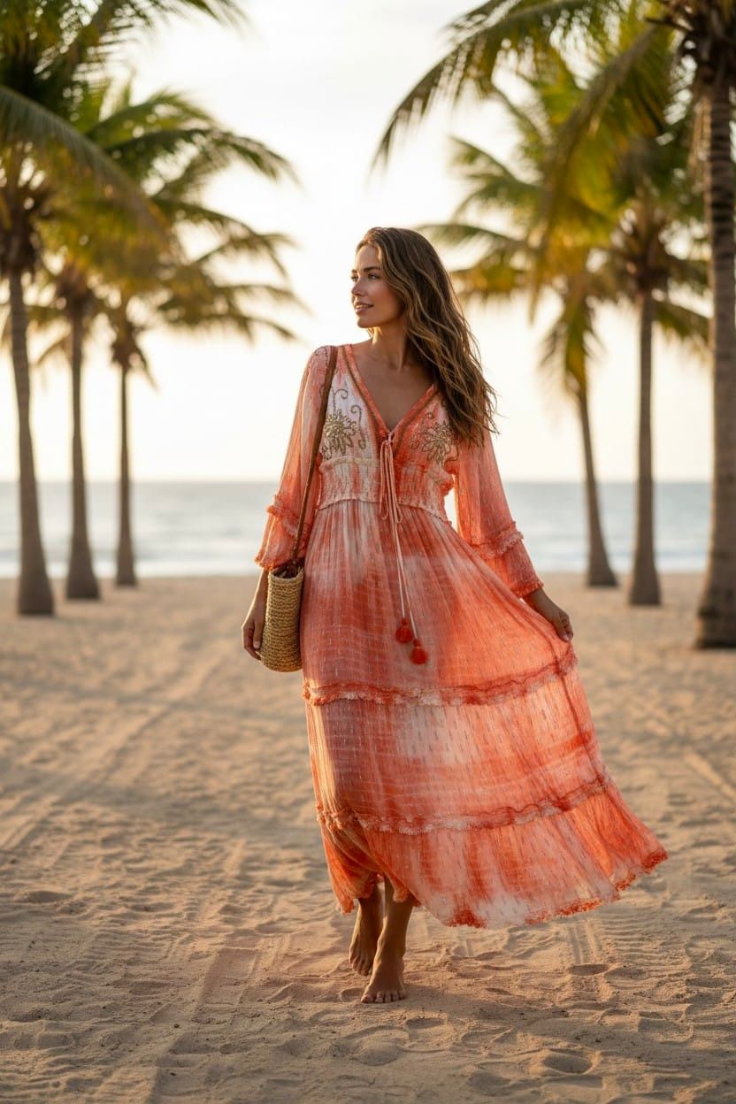 Vestido bordado de lurex