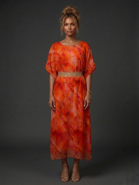 Vestido seda estampado
