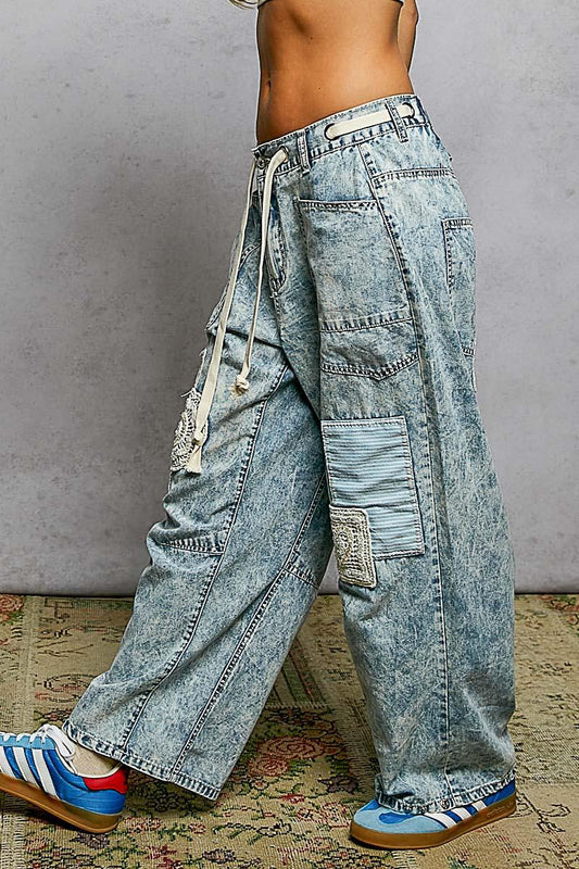 Jeans con parches de crochet