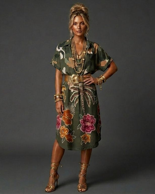 Vestido lino palmeras