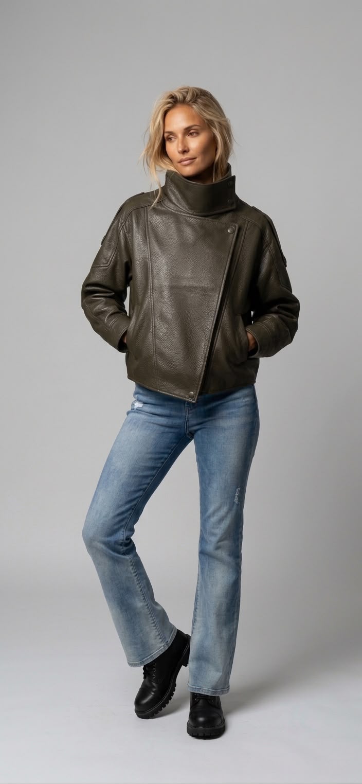 Chamarra piel vegana oversize