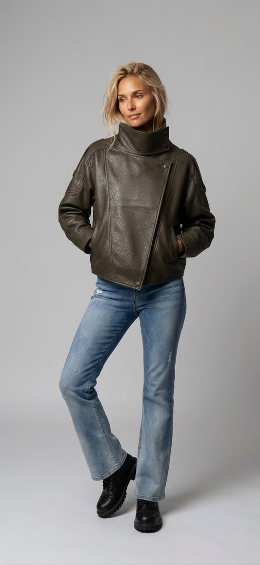 Chamarra piel vegana oversize