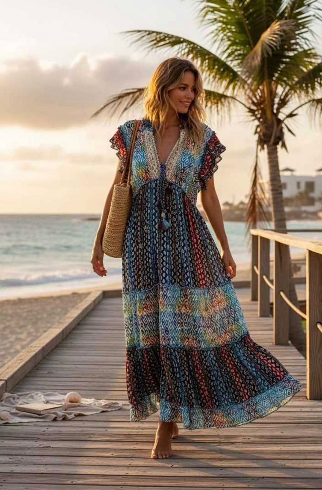 Vestido estampado con aplicación