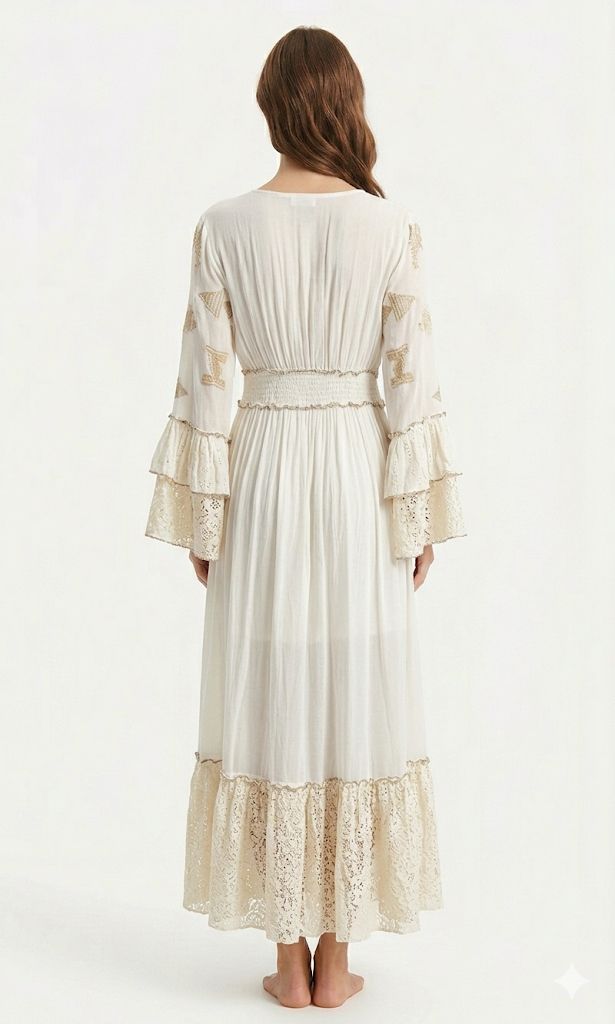 Vestido con encaje y bordado