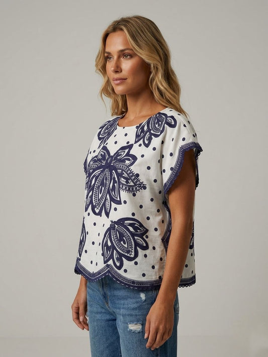 Blusa bordada flores