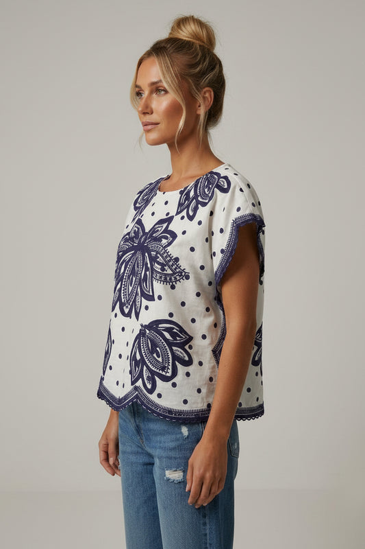 Blusa bordada flores
