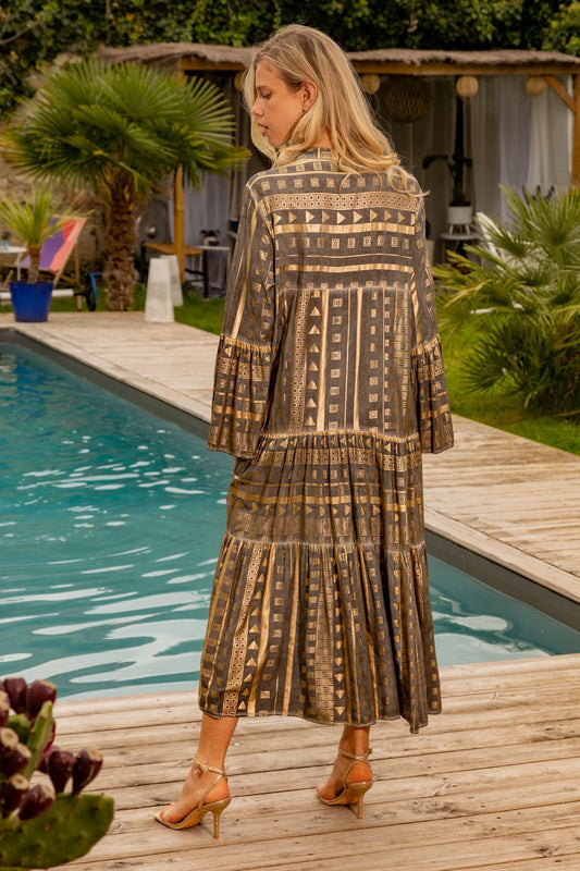 Vestido estampado lurex