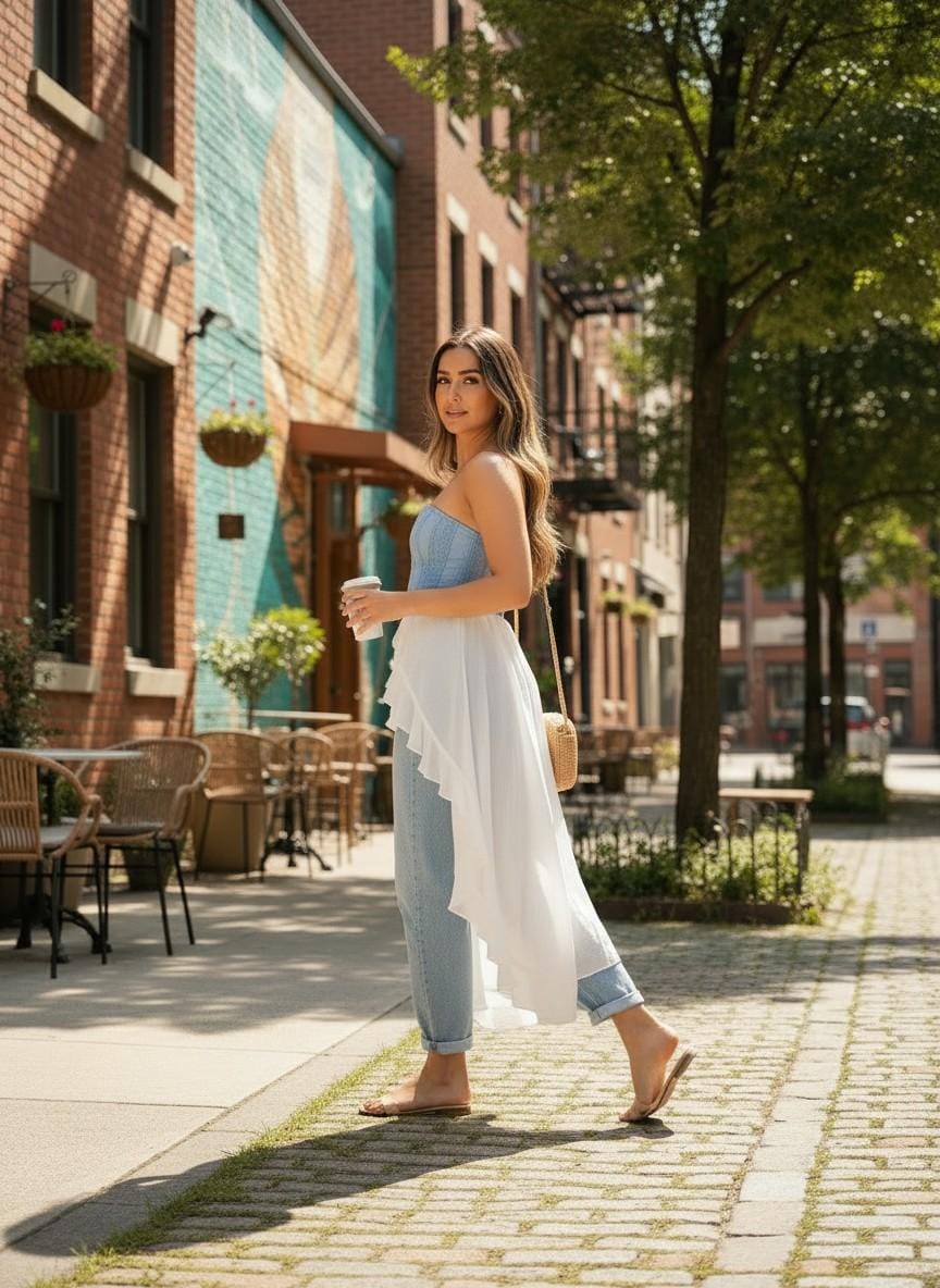 Blusa asimétrica con volantes
