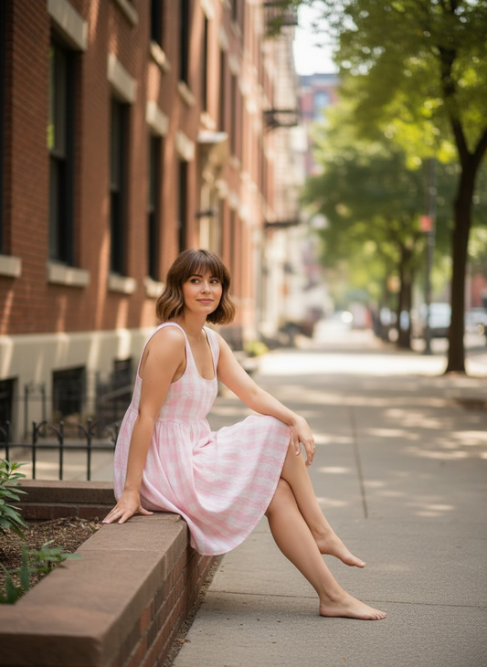 Vestido con corte y tirante ancho