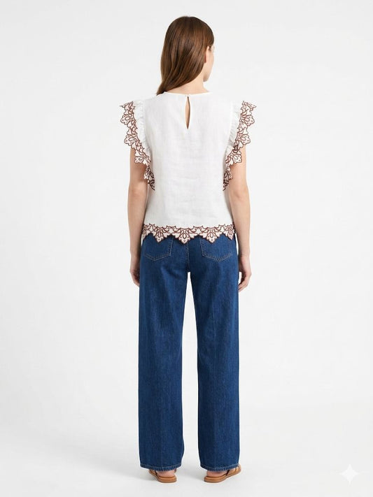 Blusa bordada contraste