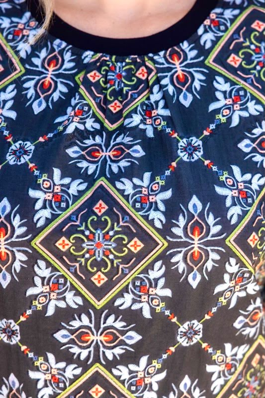 Blusa estampada y bordada