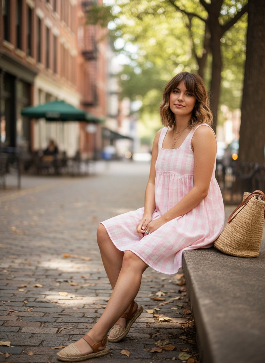 Vestido con corte y tirante ancho