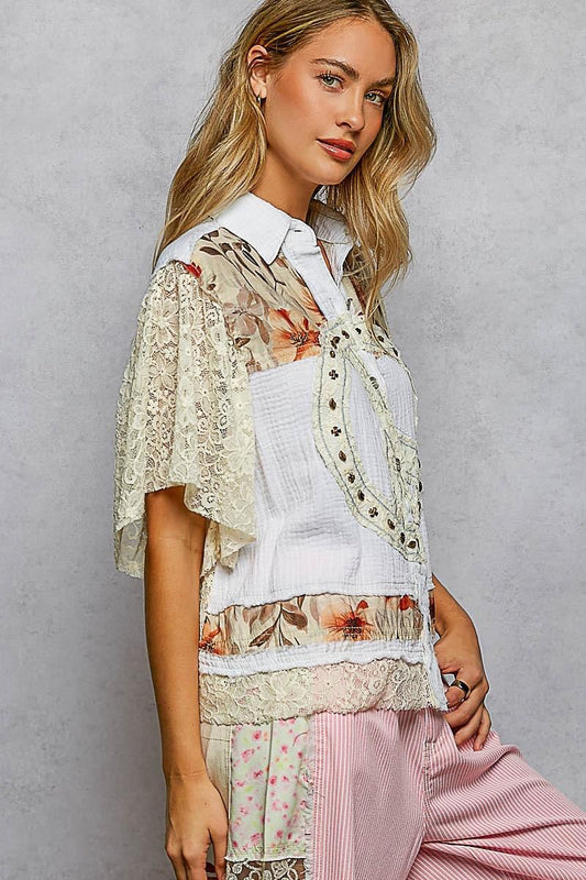 Blusa Peace and Love con encaje