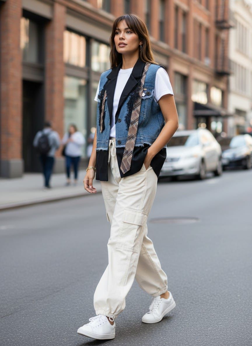 Chaleco combinación mezclilla