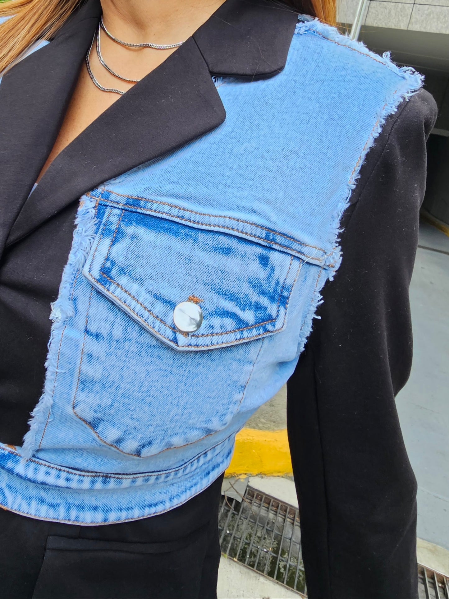 Set tipo pants cargo con mezclilla