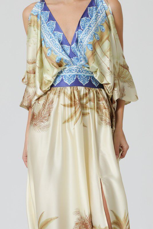 Vestido palmeras con escote en mangas