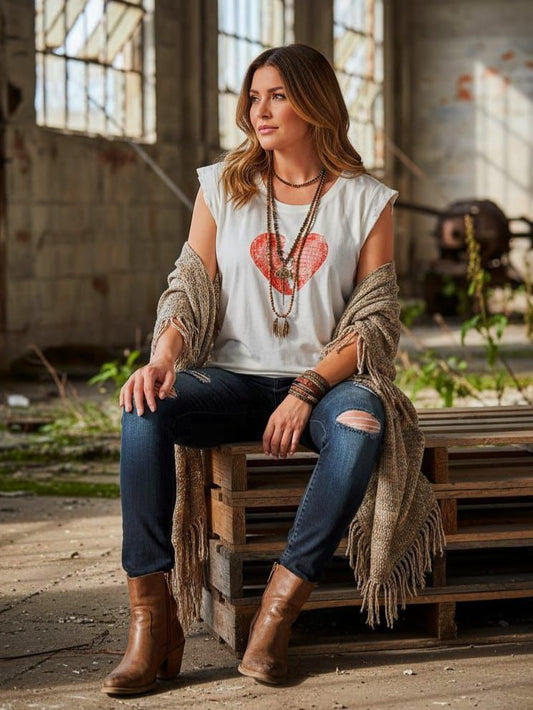 Camiseta corazón roto con orificios