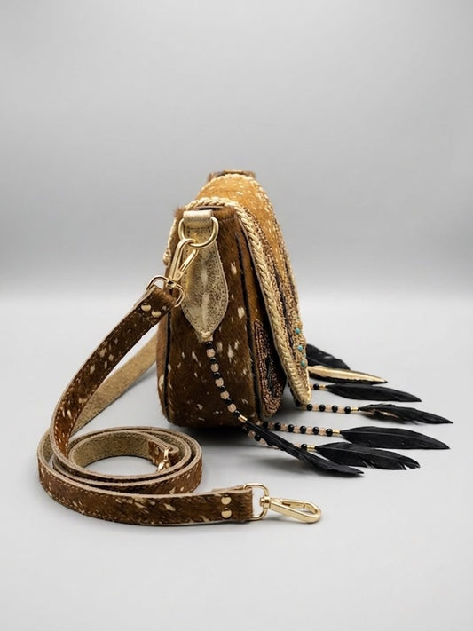 Bolsa piel plumas
