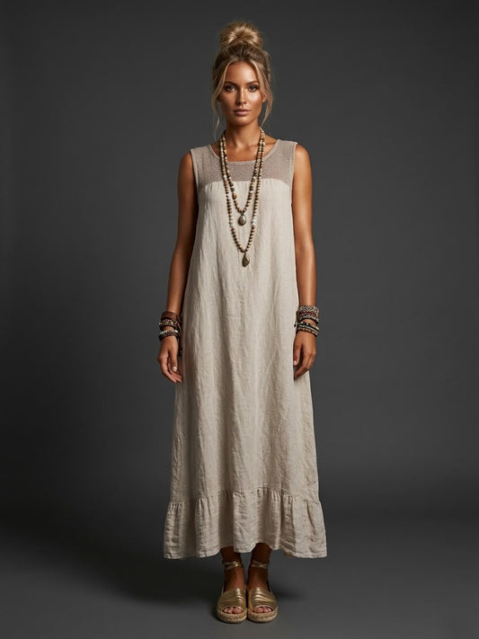 Vestido lino calado