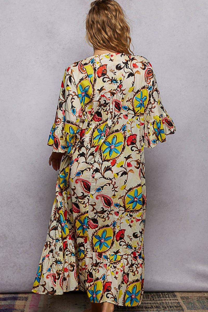 Vestido estampado con aplicación