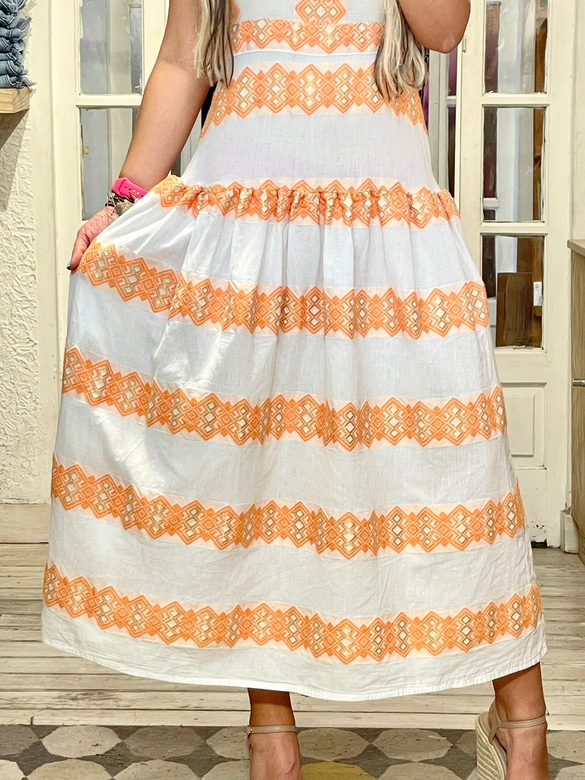 Vestido de Lino griego bordado