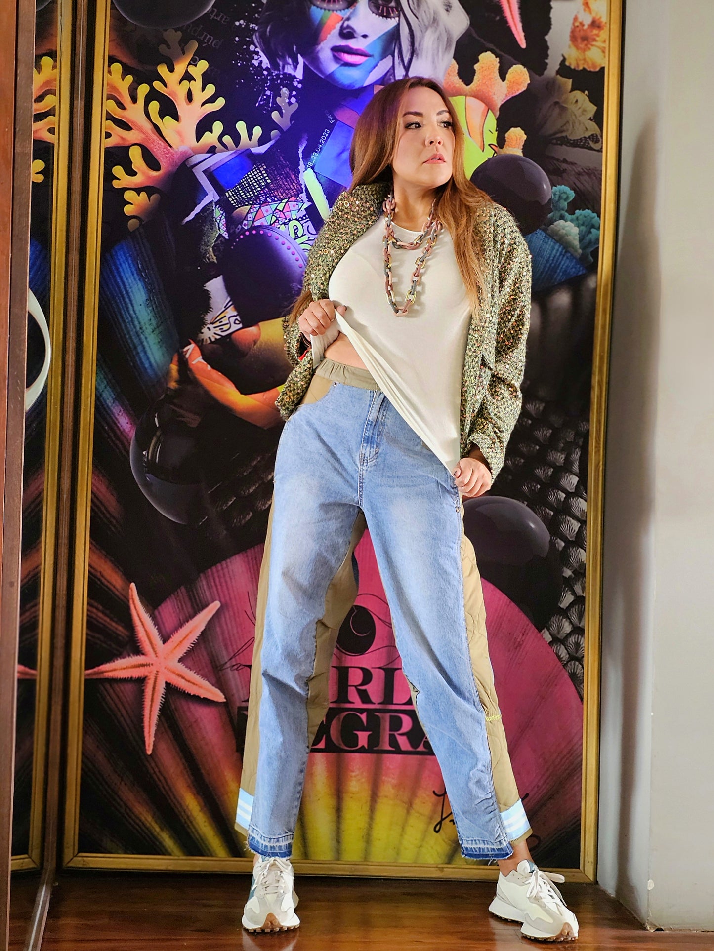 Chamarra tejida con lentejuela