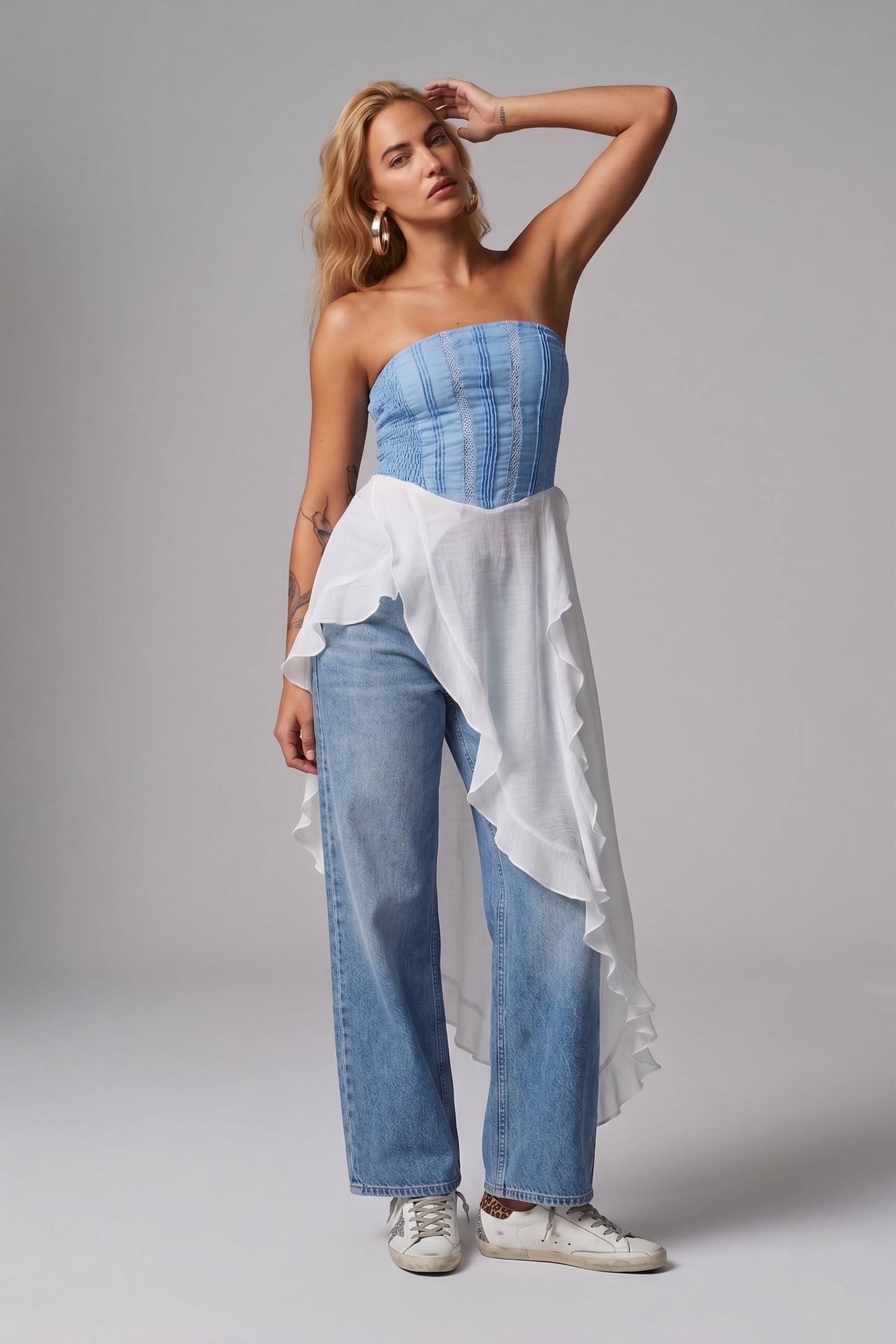 Blusa asimétrica con volantes