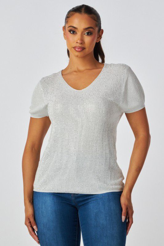 Blusa de punto con brillos