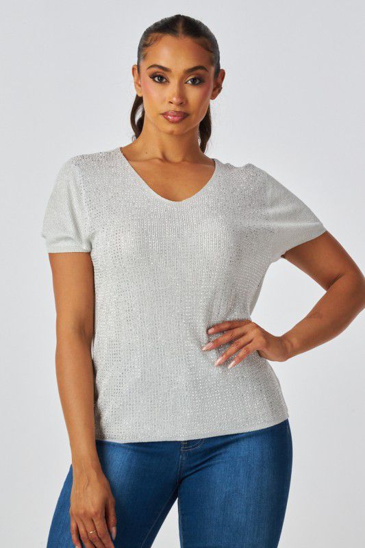 Blusa de punto con brillos