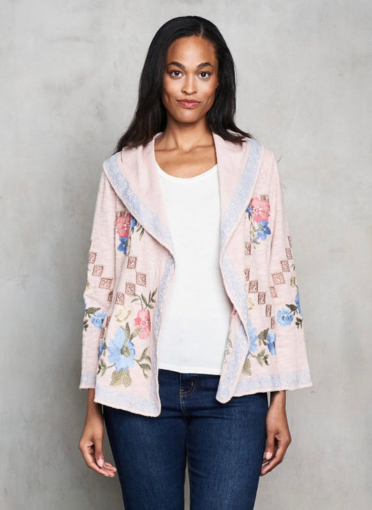 Suéter bordado con capucha