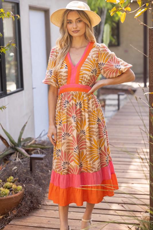 Vestido flores con escote “v”
