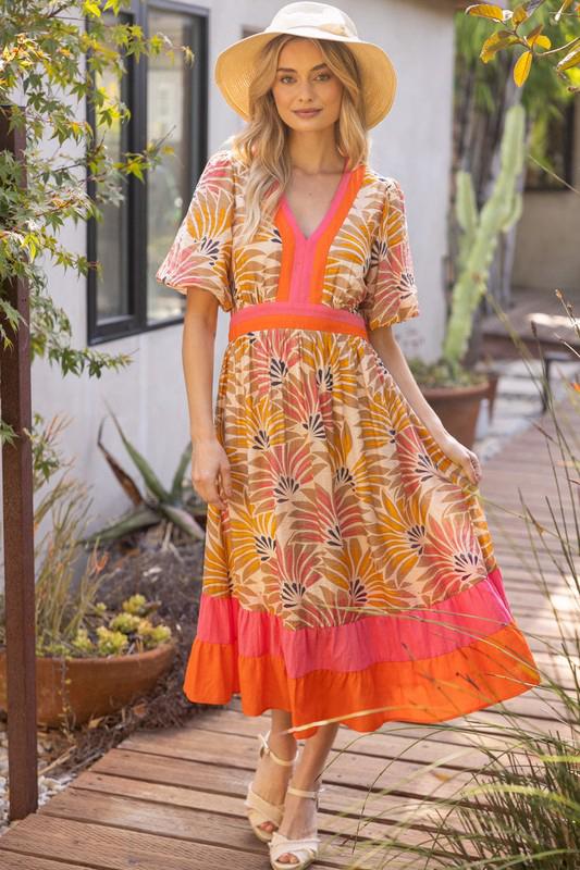 Vestido flores con escote “v”