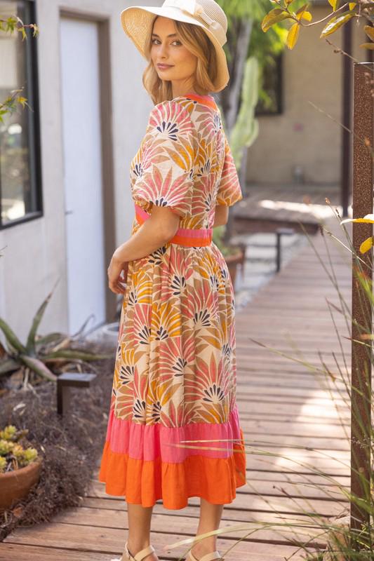 Vestido flores con escote “v”