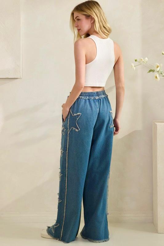 Jeans wide leg con estrellas