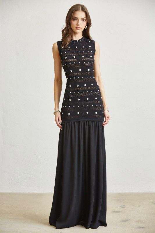 Vestido talle tejido con estoperoles