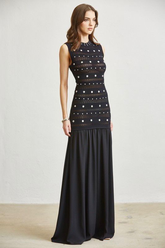 Vestido talle tejido con estoperoles