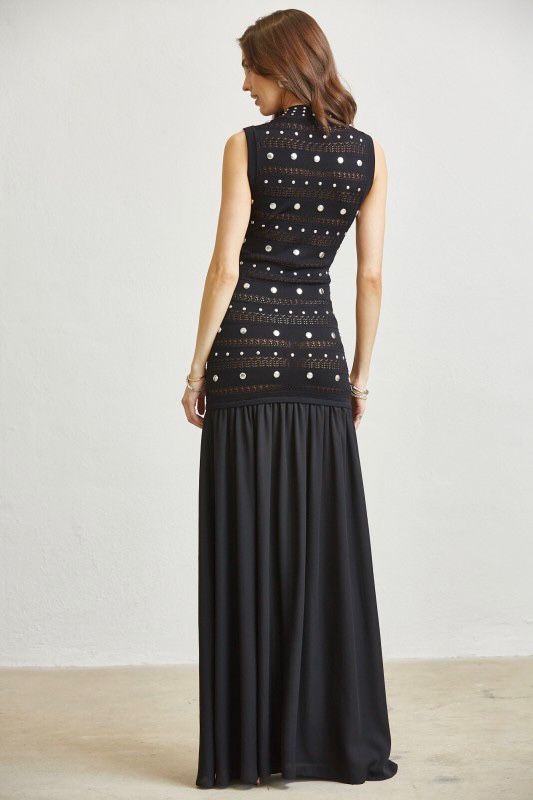 Vestido talle tejido con estoperoles