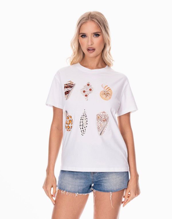 Camiseta caracoles con detalle de piedras