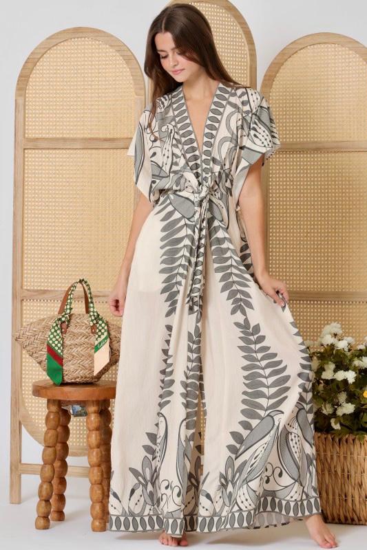 Entero estampado con amarre