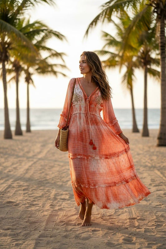 Vestido bordado de lurex