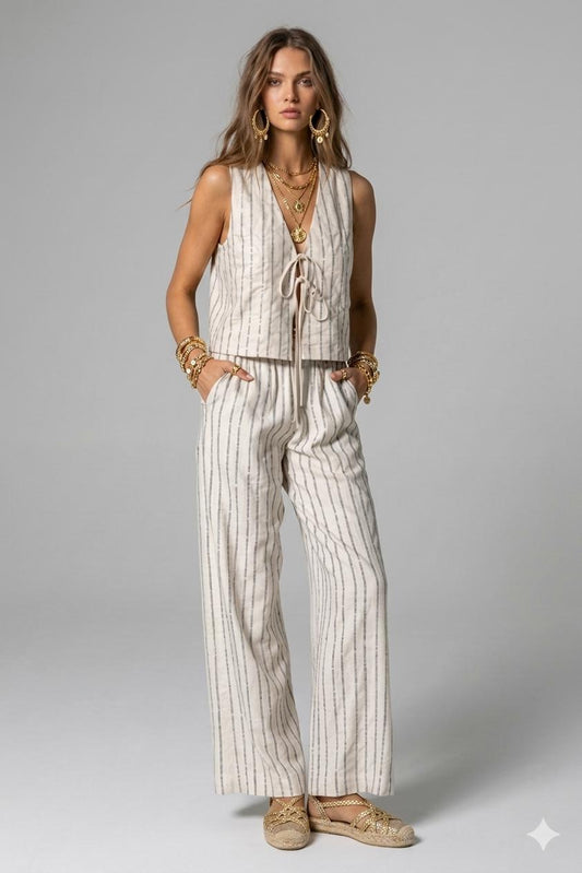 Set de lino chaleco y pantalón