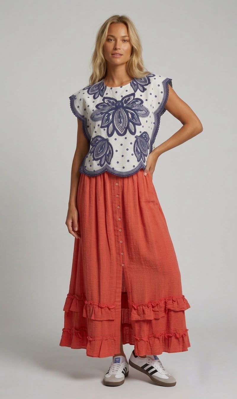 Falda boho escarolas