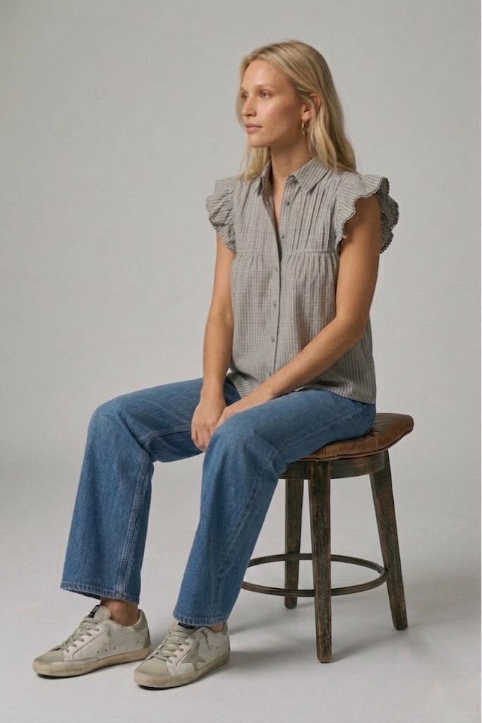 Blusa a rayas con plisado