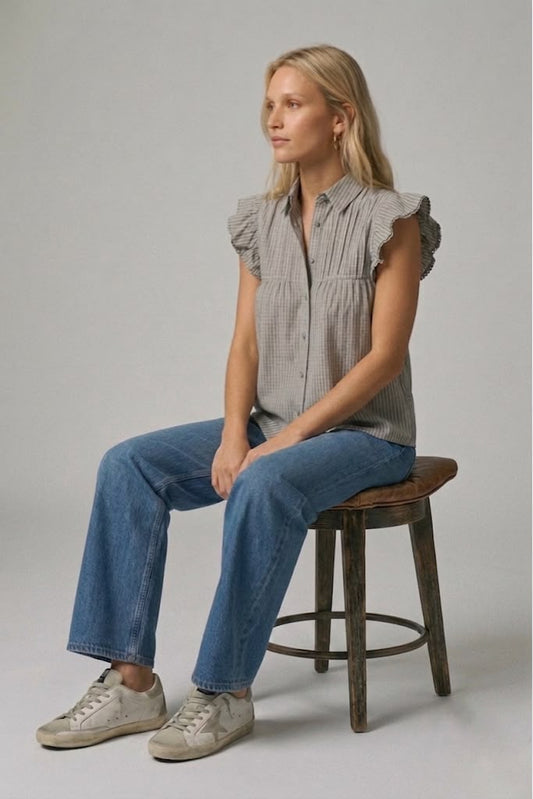 Blusa a rayas con plisado