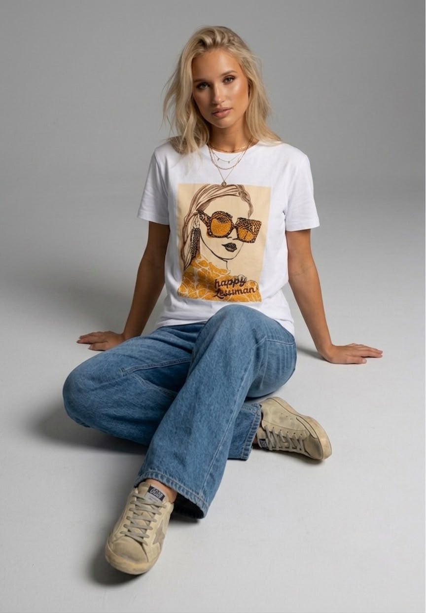 Camiseta lentes estampada