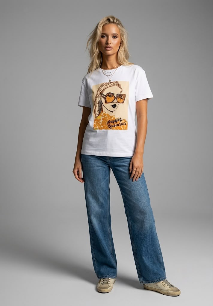 Camiseta lentes estampada